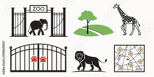 zoo animals and gates Vector