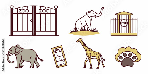 zoo animals and enclosures Vector