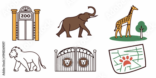 zoo animals and gates Vector
