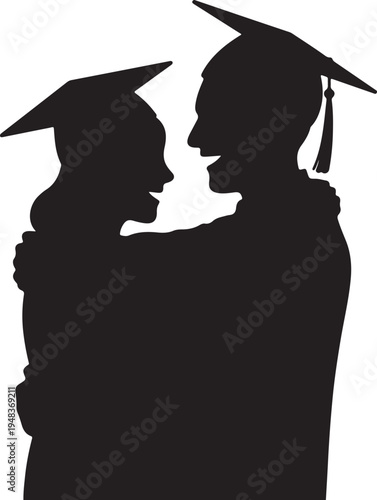 Graduate And Parent Hug Celebration Silhouette