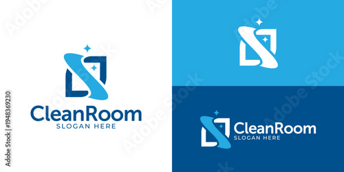 Creative simple clean room logo template. Abstract clean symbol with window or room for clean office logo design vector illustration.