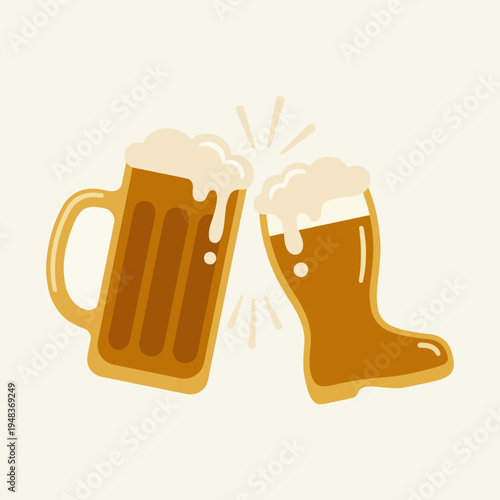 A cheerful illustration of two beer mugs clinking together, celebrating camaraderie and good times, capturing the jovial spirit of gatherings and friendships.