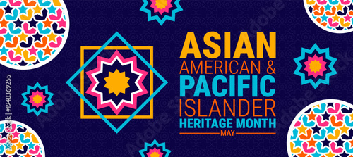 Asian American and Pacific Islander Heritage Month background, banner, card or poster design template is observed every year during May, to raise awareness about the mission. Vector illustration.