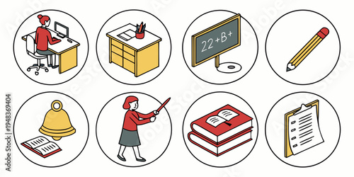 a set of icons representing school and education Vector