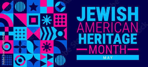Jewish American Heritage Month Geometric shape pattern  background, banner, card or poster design template is observed every year during May, to raise awareness about the mission.
