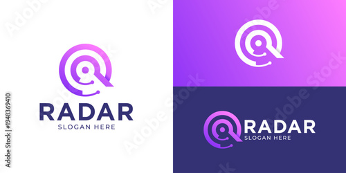 Creative modern radar logo template. Abstract simple letter R initial for radar logo design vector illustration.
