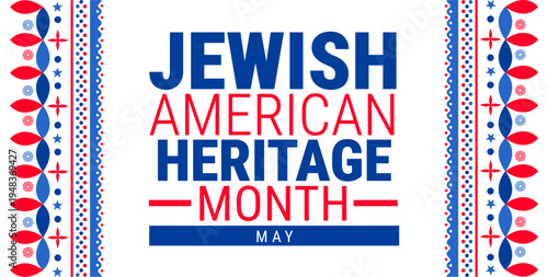 Jewish American Heritage Month background, banner, card or poster design template is observed every year during May, to raise awareness about the mission. Vector illustration.