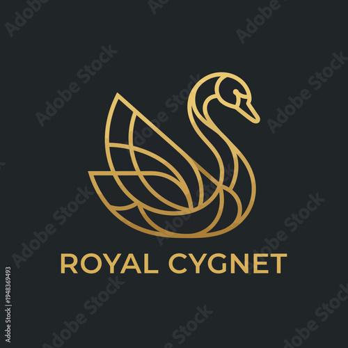 This logo features a stylized swan in elegant gold lines, representing royalty and grace, perfect for branding a high-end business or service in luxury sectors.