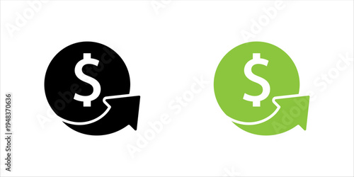 Line icon set. illustration of dollar coin with arrow representing financial transactions, digital payments, money transfer, and online banking operations.