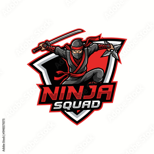 This energetic logo features a skilled ninja in action, designed to appeal to martial arts enthusiasts and adventure brands looking for a dynamic identity.