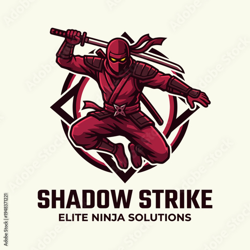This dynamic logo captures a skilled ninja in a striking pose, embodying agility and stealth, perfect for brands focusing on elite solutions and tactical expertise.