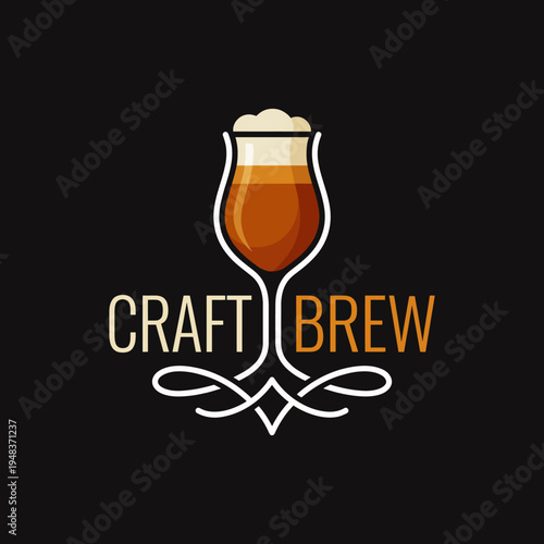 This elegant logo displays a beer glass filled with craft brew, symbolizing quality and artistry in brewing, perfect for microbreweries and craft beer brands.