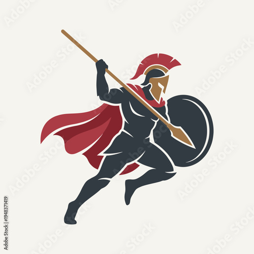 This iconic Spartan warrior illustration showcases strength and determination, symbolizing bravery and valor ideal for brands emphasizing courage and heritage in their identity.