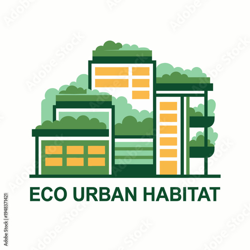 Featuring an eco-friendly urban habitat logo, this design promotes sustainable living and green architecture, aligning with modern trends towards sustainability and environmental awareness.
