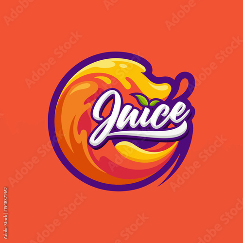 This vibrant logo features a stylized orange fruit splash, showcasing the refreshing essence of juice, combined with a modern typography for a juice brand's identity.