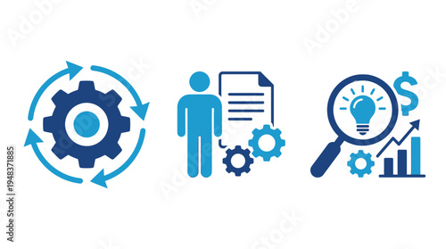 Business Process Optimization Icons For Corporate Strategy And Productivity Concepts