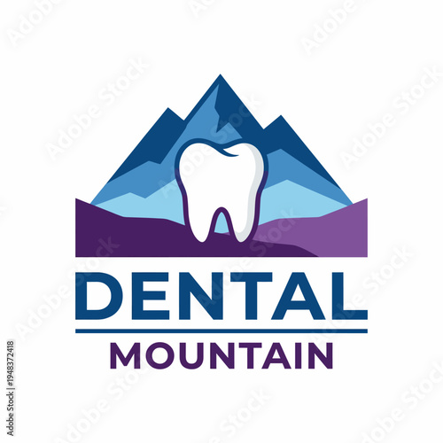 This logo features a stylized tooth against a mountain backdrop, symbolizing strength and care in dental services, perfect for a modern practice seeking a professional image.