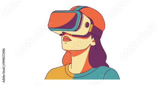 Woman wearing vr headset illustration technology virtual reality experience