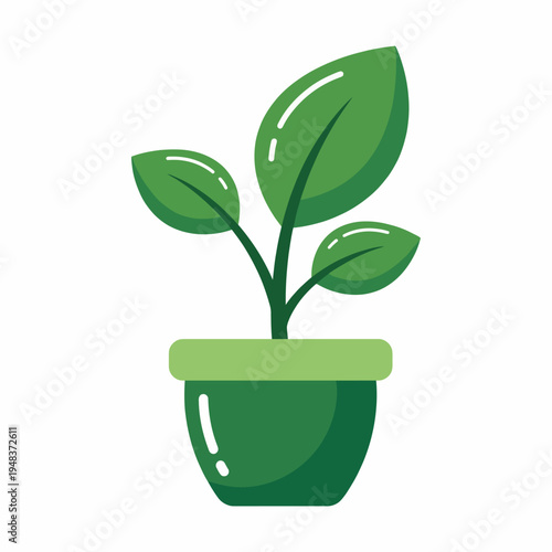 A cheerful and simplistic icon of a green plant in a pot, perfect for conveying freshness and natural beauty in gardening and botanical themes.