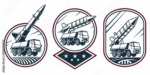 a set of rocket launch icons Vector