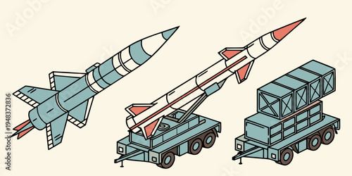 a missile and its launch vehicles Vector