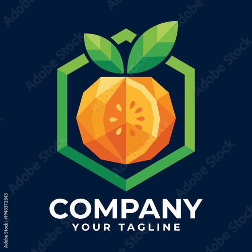 A lively orange logo embellished with green leaves visually represents freshness and vitality, well-suited for businesses focused on health, nature, or agriculture.