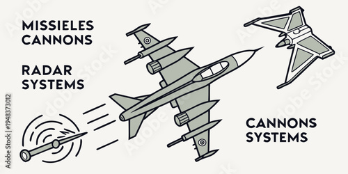 a fighter jet with missiles and cannons Vector