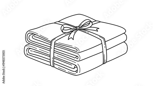A stack of neatly folded towels tied with a ribbon