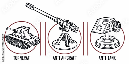 military vehicles and robot with weapon Vector