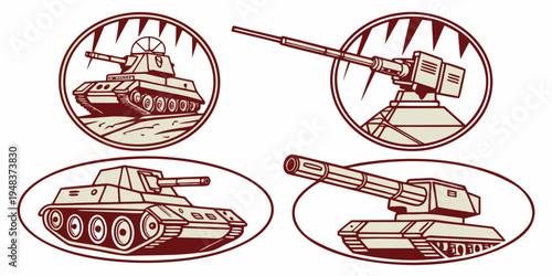 four different tanks with various gun positions Vector