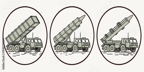 a truck with a missile launcher on the back Vector