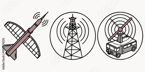 no fly zone warning signs for airplane and communication towers Vector