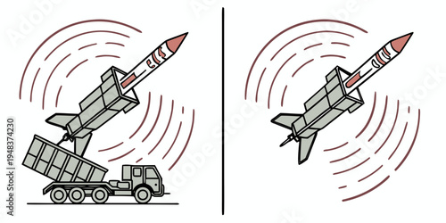 a missile launcher and a missile in flight Vector