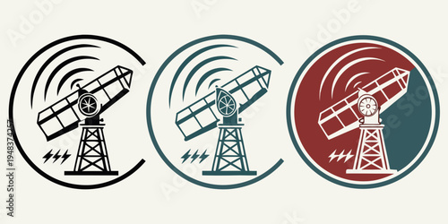 radio telescope icons in different colors and styles Vector