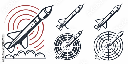 a set of rocket icons in different design styles Vector