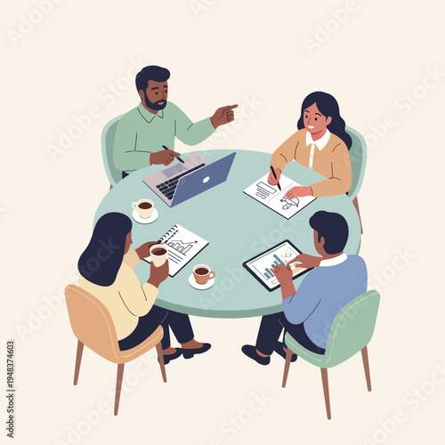 Group of People Discussing Around Table.