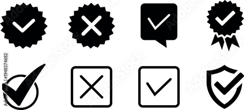 Collection of checkmark and verification icons