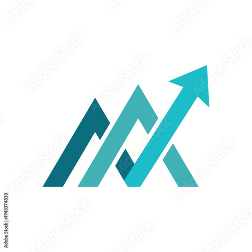 A stylized geometric graphic featuring a rising arrow and interconnected lines, conveying themes of growth, progress, and financial success in a modern context.