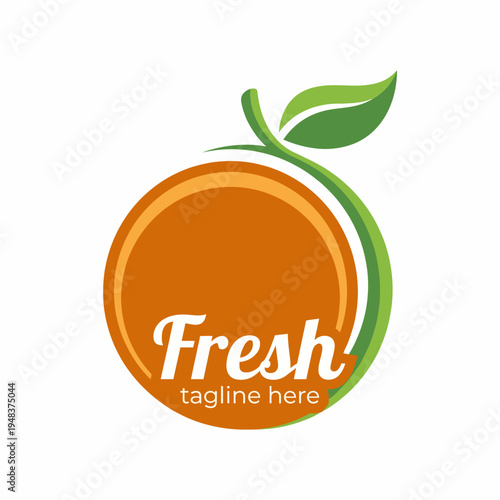 This image depicts a fresh orange with a leaf, symbolizing freshness and vitality, embodying health and nutrition in a simple yet effective visual design.
