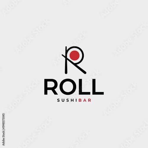 This logo showcases a modern sushi bar design, featuring clean lines and bold typography complemented by a vibrant red accent, symbolizing creativity and quality cuisine.