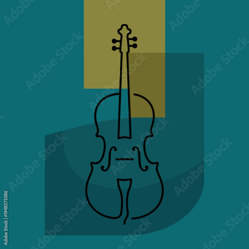 This illustration highlights the beauty of a violin, combining sleek lines with vibrant colors, conveying a sense of art, music, and the emotional depth of string instruments.