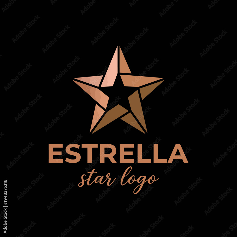 Obraz premium A chic logo featuring a star design in rose gold tones, representing elegance, excellence, and creativity, perfect for brands in fashion, beauty, or entertainment industries.