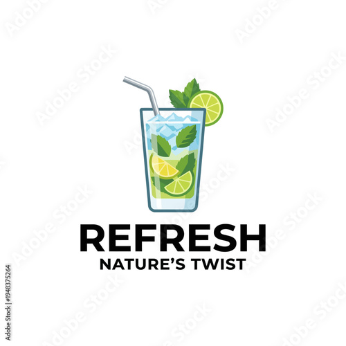 This vibrant image features a tall glass filled with a refreshing citrus drink, garnished with fresh mint leaves and lime slices, perfect for hot summer days.