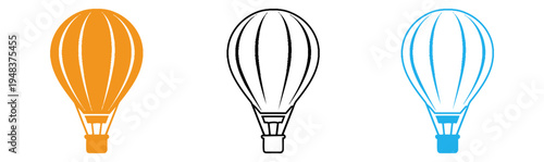 Hot air balloons in orange black and blue