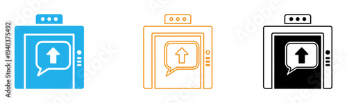 Mobile phone icons with chat bubble and upload symbol