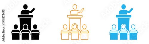 Public speaking and presentation icons