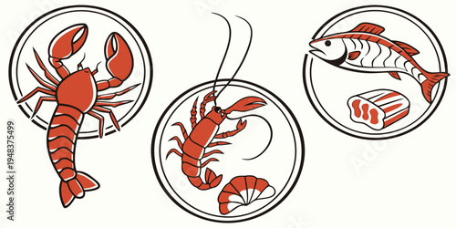 a set of lobster icons in different views Vector