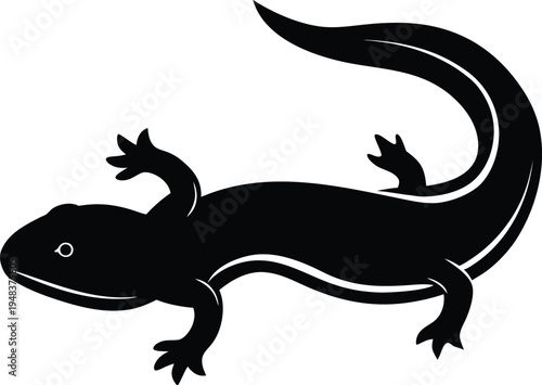 Hellbender Salamander Flat Icon Style Silhouette Vector Art Illustration