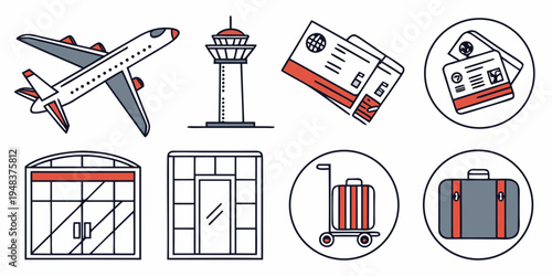 various travel and transportation icons Vector