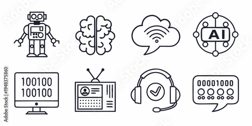 a collection of artificial intelligence and technology icons Vector